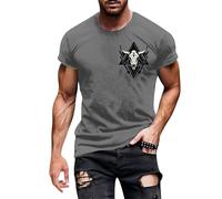 Maglietta casual, alla moda, casual e alla moda, con scollo rotondo e sfumatura in tinta unita da uomo, 50 primi appuntamenti, grigio scuro, XL