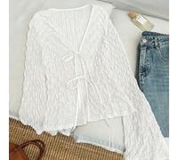 Maglietta casual con lacci marrone, top estivo per donne, top a maniche lunghe carino per donne, blusa casual moderna e ultima per donne, nuovi arrivi L,M,S,XLColore unicoTessuto in maglia