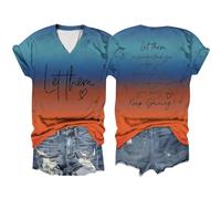Maglietta casual con scollo a V, doppio gradiente, a maniche corte, "Let Them Misunderstand You", da donna, a maniche corte, Colore: arancione., 3XL
