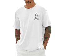 Maglietta casual con stampa grafica da uomo a maniche corte girocollo come comodo basic nella vita di tutti i giorni, bianco, 6XL