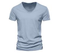 Maglietta Casual da con Scollo a V, vestibilità Ampia, Comoda Elasticizzata, di Colore, da Indossare Tutti i Giorni con Pantaloncini Corti. Fazzoletti per Giacche