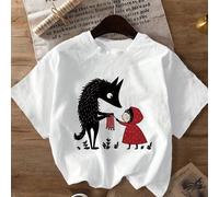 Maglietta casual da donna a girocollo e maniche corte con la scritta "Anche il lupo cattivo è gentile", adatta per primavera, estate e autunno L,M,S,XL,XXLAnimalePoliestere