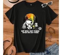 maglietta casual da donna a maniche corte con stampa Snoopy e scritta "WE WELL GET THERE WHEN WE GET THERE", alla moda e carina L,M,S,XL,XXLHalloweenTessuto in maglia