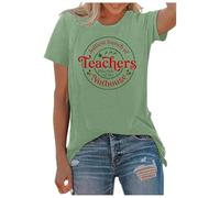 Maglietta casual da donna con scollo rotondo, stampa alla moda con lettere come comoda parte di tutti i giorni per un elegante, verde, XL