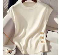 Maglietta casual da donna taglie forti, a tinta unita, con scollo rotondo e maniche a cappuccio, con decorazione metallica 0XL,1XL,2XL,3XL,4XLColore unicoTessuto in maglia
