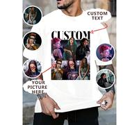 Maglietta casual da uomo a collo tondo personalizzata e personalizzabile - aggiungi le tue immagini (foto di famiglia/selfie/animali domestici/amici/partner/ragazza) e il tuo testo per creare la tua m