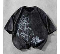 Maglietta casual da uomo a maniche corte con stampa floreale e lettera, adatta per l'estate, San Valentino, primavera-estate, regalo per il mio ragazzo, Mardi Gras, vintage, streetwear, festa, San Pat