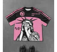 Maglietta casual da uomo a maniche corte, girocollo, con grafica di lettera e Statua della Libertà L,M,S,XL,XS,XXLTessuto in maglia