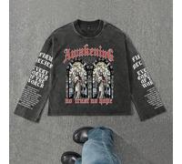 Maglietta casual da uomo a maniche lunghe con stampa retrò della scritta "Gesù" L,M,S,XL,XXLRitratto,Grafico,LettereTessuto in maglia