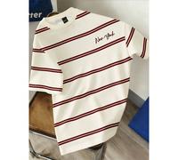 Maglietta casual da uomo a righe rosse, adatta per l'estate, la scuola, le uscite, come regalo per gli amici L,M,S,XL,XS,XXLA strisceTessuto in maglia