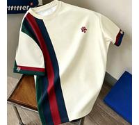 Maglietta casual da uomo con blocchi di colore e patchwork, logo icona H piccolo, maniche corte, girocollo, versatile per uso casual e sportivo L,M,S,XL,XS,XXLBlocchi di colore,Geometrico,LettereTessu