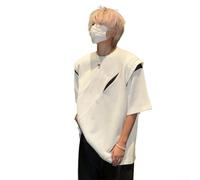Maglietta casual da uomo con caratteristico design a maniche a cinque punti e influenza coreana, perfetta per le attività quotidiane (3XL bianco)