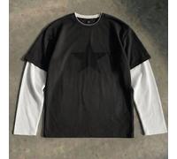 Maglietta casual da uomo taglie forti con scollo rotondo, stampa a stelle e patchwork 2 in 1, versatile per uso quotidiano, vacanze, regali per la Festa del Papà, calcio 2XL,3XL,4XL,5XL,6XLBlocchi di