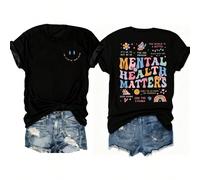 Maglietta casual e ampia a maniche corte con stampa di slogan, adatta per l'estate, top estivo da donna, "VA BENE NON ESSERE OK", "TU SEI ABBASTANZA", "IL MONDO È UN POSTO MIGLIORE CON TE AL SUO INTER