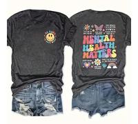 Maglietta casual e ampia a maniche corte con stampa di slogan, adatta per l'estate, top estivo da donna, "VA BENE NON ESSERE OK", "TU SEI ABBASTANZA", "IL MONDO È UN POSTO MIGLIORE CON TE AL SUO INTER