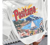 Maglietta casual e comoda a maniche corte da donna per la vita quotidiana e le vacanze al mare, stile Positano, Costiera Amalfitana, estetica vintage delle nonne costiere, fantasie estive vintage, mag