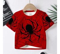 Maglietta casual e comoda da ragazzo, con stampe di ragno, graffiti, cartoni animati, stile sportivo e da strada, a maniche corte e collo tondo, adatta per l'estate 6Y,7Y,4Y,5YGeometricoTessuto
