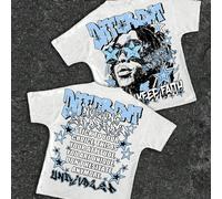 Maglietta casual e minimalista a maniche corte e collo tondo, ampia, adatta per strada, con stampa di ritratti hip hop, adatta per l'hip hop nero L,M,S,XL,XS,XXL,XXS,XXXL,XXXXLColore unicoTessuto in m