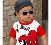 Maglietta casual e minimalista per bambino, adatta per primavera ed estate, con stampa classica e stilosa di ragno, ragnatela, supereroe ragno 6-9M,9-12M,12-18M,18-24M,2-3YAnimale,Fumetto,LettereTessu