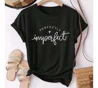 Maglietta casual estiva da donna Perfettamente Imperfetta Nera L,M,S,XL,XSLettereTessuto