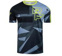 Maglietta casual estiva da uomo con stampa vibrante di moto, maniche corte, girocollo - in poliestere, non trasparente, tessuto a maglia, abbigliamento casual estivo | Camicia dal design dinamico | Ma