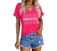 Maglietta casual girocollo e maniche corte e stampa grafica, top, camicetta, maglietta da indossare tutti i giorni, rosa intenso, L