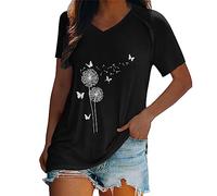 Maglietta casual temperamento con maniche volanti scollo a V per parrucche di carnevale da donna, Bk2., XXL
