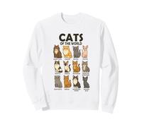 Maglietta Cats of The World Razze di Gatti Design Carino Felpa