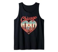 Maglietta Chicago Heart - Vintage USA Chicago Skyline Travel Canotta