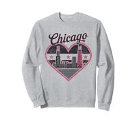 Maglietta Chicago Heart - Vintage USA Chicago Skyline Travel Felpa