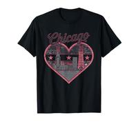 Maglietta Chicago Heart - Vintage USA Chicago Skyline Travel Maglietta