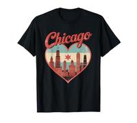 Maglietta Chicago Heart - Vintage USA Chicago Skyline Travel Maglietta