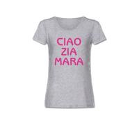 Maglietta Ciao Zia Mara Sanremo Femminile Stampa Metallizzata o Rosa vestibilità Italiana (XL, Grigio)