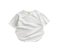 Maglietta classica a maniche corte per bambini, in morbido tessuto di cotone a tinta unita, con scollo rotondo, comoda moda per il tempo libero per bambini attivi, maglietta basic versatile per l'uso