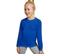 Maglietta colorata fluoro a maniche lunghe per ragazze e ragazzi - Maglietta sportiva comoda, morbida, liscia ed elegante, blu, 4 Anni