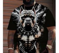 Maglietta comoda estiva, taglia forte, uomo, stampa creativa di un cane, maniche corte, traspirante per l'estate, casual e adatta per attività all'aperto, 3D large 1XL,2XL,3XL,4XL,5XL,6XLAnimale,Grafi