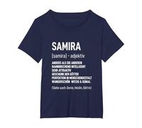 Maglietta Compleanno Donna Divertente Scritta Nome Nome Samira Maglietta, Donna Plus-Size, Navy, 4X