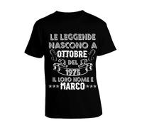 Maglietta Compleanno Personalizzabile Ottobre t-Shirt 46 Anni Le Leggende Nascono a Ottobre del 1975 - Il Loro Nome è [inserisci Il Nome] 46 Anni Regalo Uomo Donna