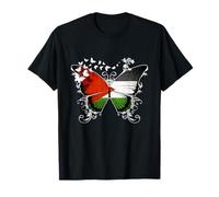 Maglietta con bandiera della Palestina con grafica a farfalla Maglietta