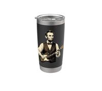 Maglietta Con Chitarra Abraham Lincoln Abe Lincoln Suona La Bicchiere termico in acciaio inox doppia parete