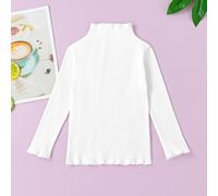 Maglietta con collo dritto e orlo a lattuga 90,100,110,120,130Colore unicoTessuto