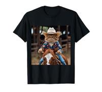 Maglietta con gatto western divertente cowboy Kitty nel recinto Maglietta