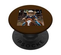 Maglietta con gatto western divertente cowboy Kitty nel recinto PopSockets PopGrip Adesivo