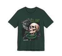 Maglietta con grafica a teschio Edgy, maglietta silenziosa per Halloween, unisex, alla moda, abbigliamento casual, stile gotico, perfetta per feste, Foresta, L