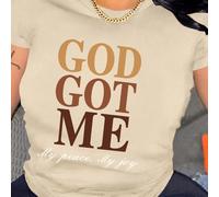 Maglietta con grafica e slogan "DIO MI HA DATO LA MIA PACE LA MIA GIOIA", magliette grafiche da donna L,M,S,XL,XSsloganTessuto
