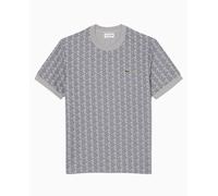 Lacoste - T-shirt slim fit jacquard con monogramma - - Tops - Uomo - Grigio - L