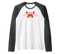 Maglietta con granchio, granchio, baracca, granchio, amante del granchio, stile retrò, battito cardiaco Maglia con Maniche Raglan