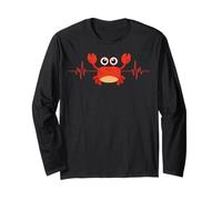 Maglietta con granchio, granchio, baracca, granchio, amante del granchio, stile retrò, battito cardiaco Maglia a Manica
