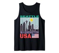 Maglietta con Immagine dello Skyline di Seattle, Washington State Cityscape Canotta