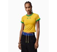 Jordan Brasil IF3926-741 - Maglietta da Donna con Grafica e Scollo Rotondo, Colore Verde (Varsity Maize/Lucky Green), XS